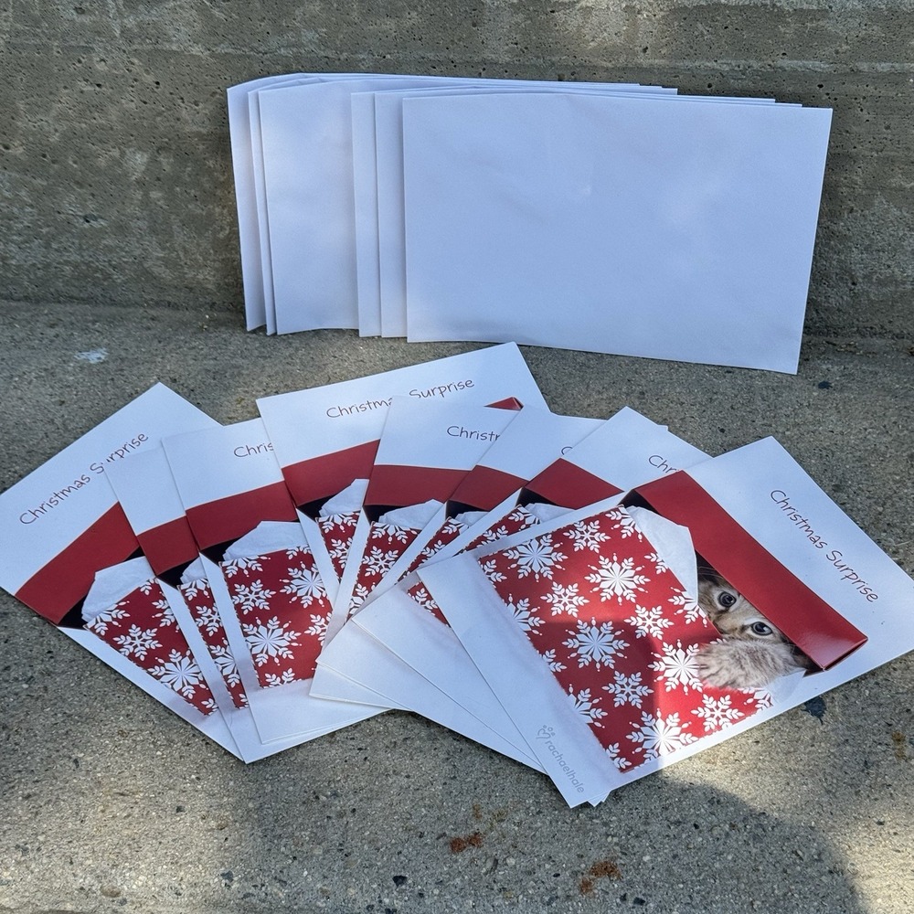 Cats Christmas Cards "Christmas Surprise" 8‎ Cards + 6 Envelopes